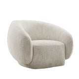 Beige Upholstered Swivel Accent Chair | OROA