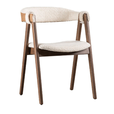 Modern European furniture - Mid-Century Walnut Beige Side Chairs (2) - www.oroa.com 