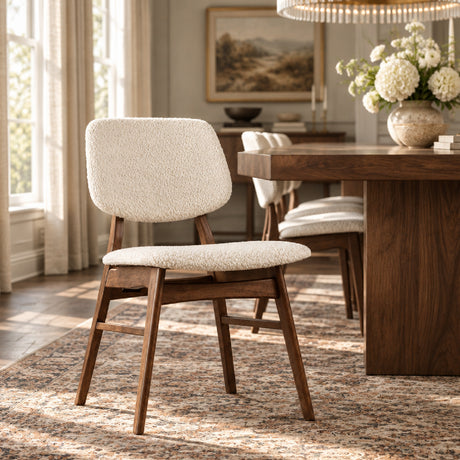 Modern European furniture - Mid-Century Walnut Beige Dining Chairs (2) - www.oroa.com 