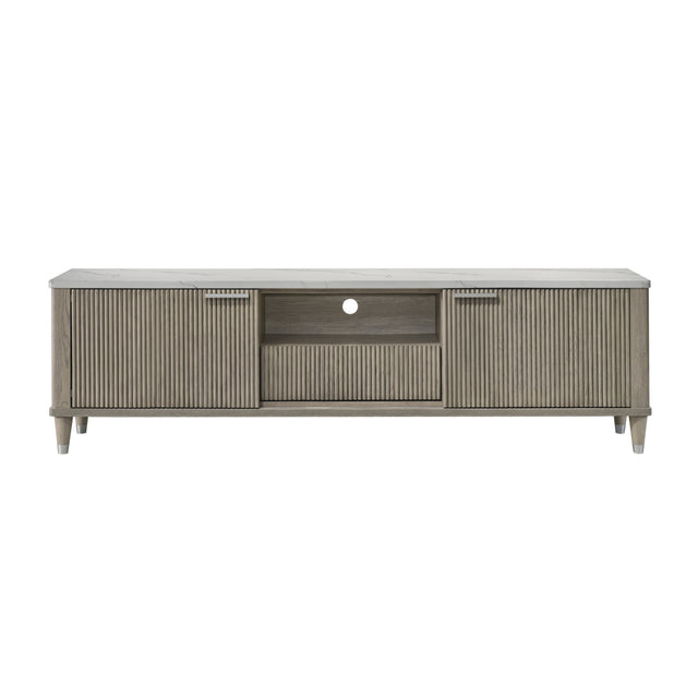 Modern European furniture - Modern Sleek White Faux Marble Top TV Stand - www.oroa.com