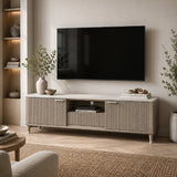 Modern European furniture - Modern Sleek White Faux Marble Top TV Stand - www.oroa.com