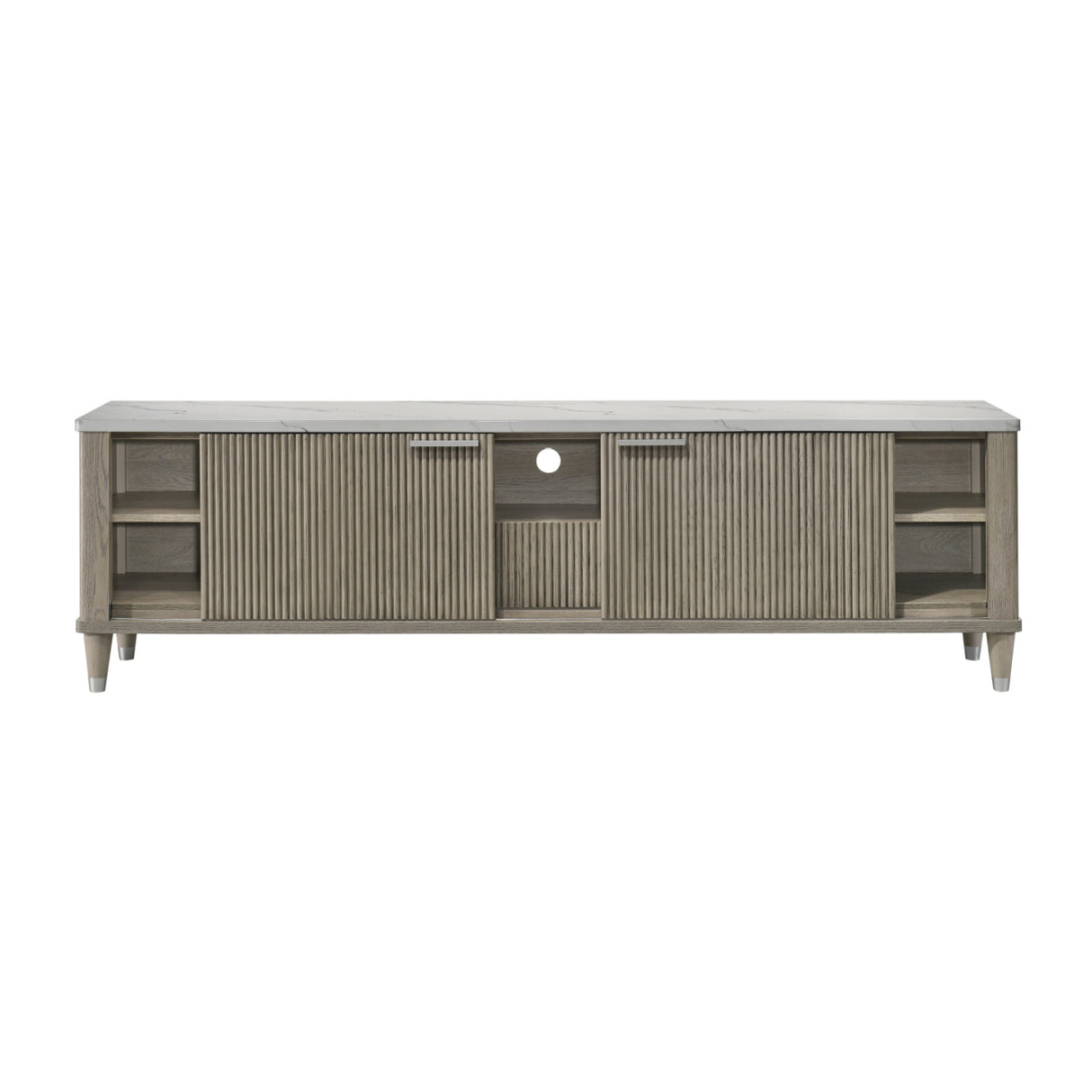 Modern European furniture - Modern Sleek White Faux Marble Top TV Stand - www.oroa.com