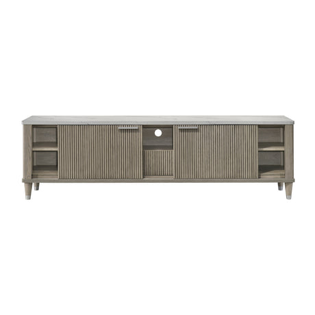 Modern European furniture - Modern Sleek White Faux Marble Top TV Stand - www.oroa.com