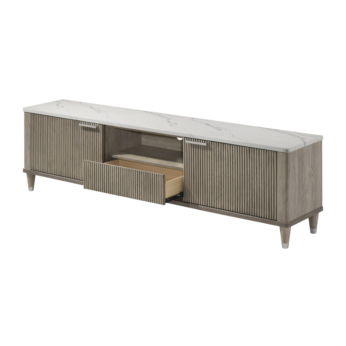 Modern European furniture - Modern Sleek White Faux Marble Top TV Stand - www.oroa.com