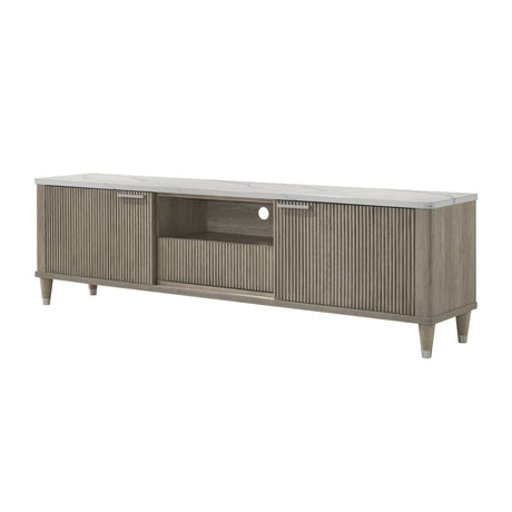 Modern European furniture - Modern Sleek White Faux Marble Top TV Stand - www.oroa.com