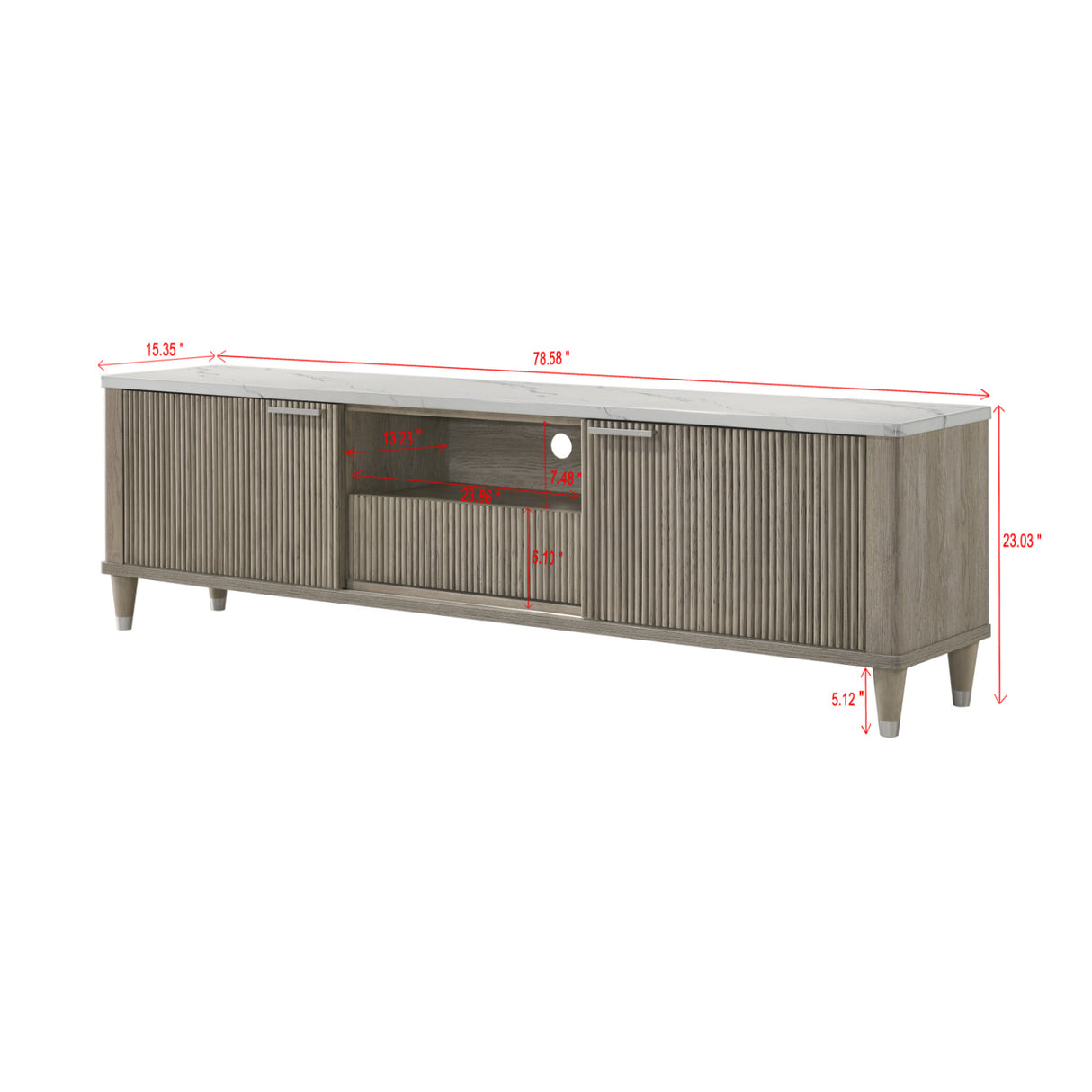 Modern European furniture - Modern Sleek White Faux Marble Top TV Stand - www.oroa.com