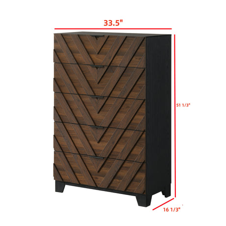 Modern European furniture - Contemporary Five-Drawer Chest with Chevron Pattern - www.oroa.com