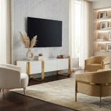 Contemporary White and Gold TV Stand Cabinet | OROA
