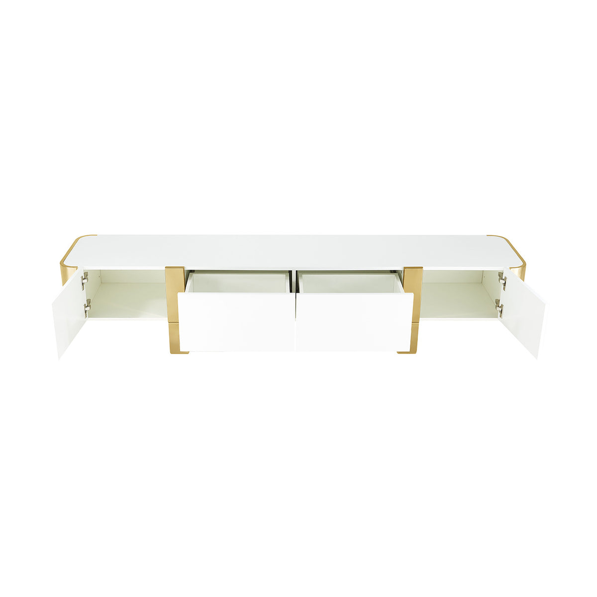 Contemporary White and Gold TV Stand Cabinet | OROA