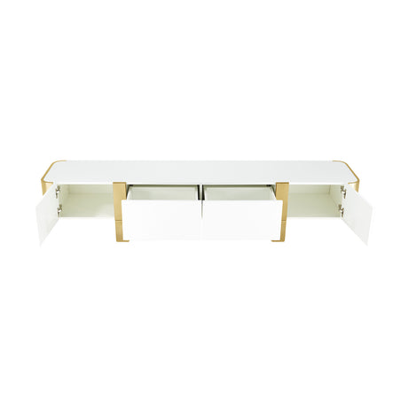 Contemporary White and Gold TV Stand Cabinet | OROA