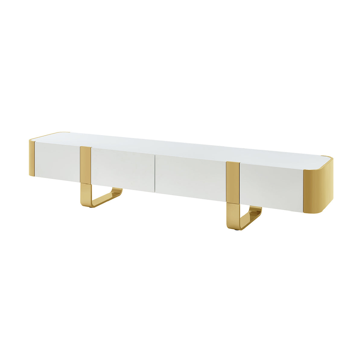 Contemporary White and Gold TV Stand Cabinet | OROA