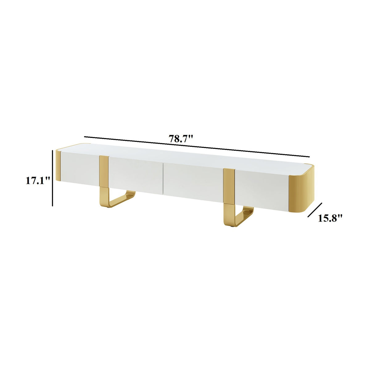 Contemporary White and Gold TV Stand Cabinet | OROA