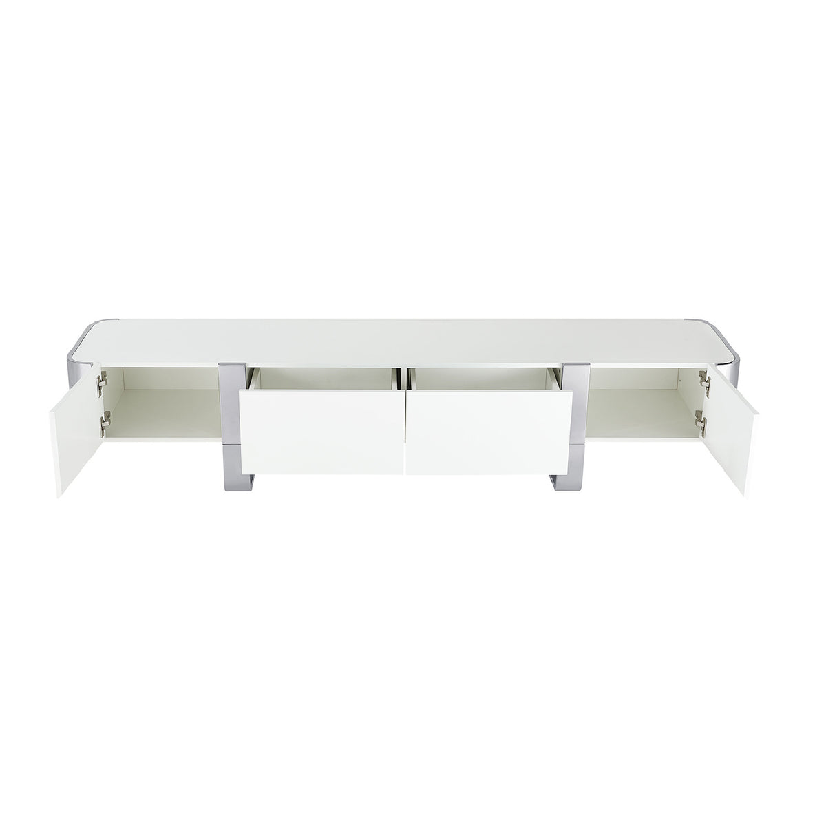 Modern European furniture - Modern White and Silver TV Stand Cabinet - www.oroa.com