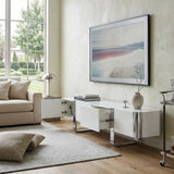 Modern White and Silver TV Stand Cabinet | OROA