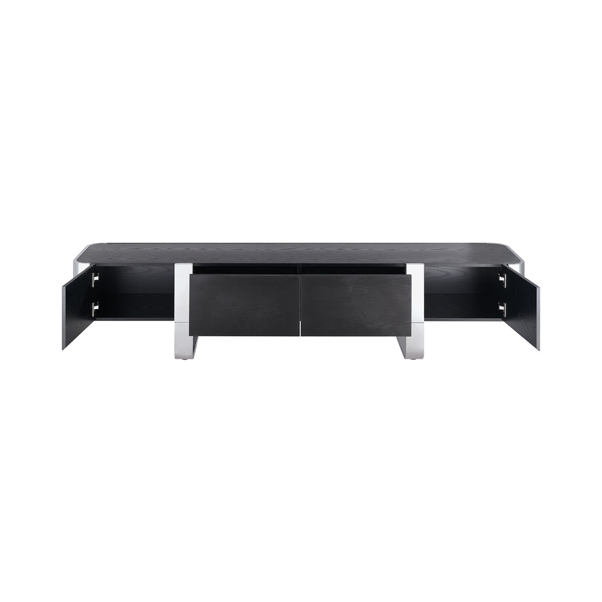 Modern Black and Silver TV Stand Cabinet | OROA