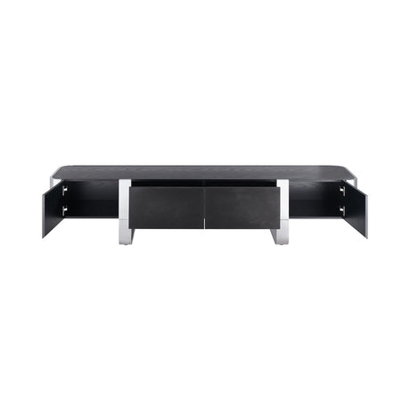 Modern Black and Silver TV Stand Cabinet | OROA
