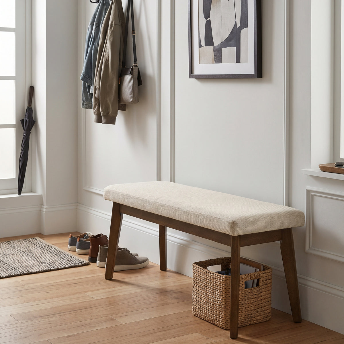 Modern European furniture - Beige Fabric Upholstery Bench - www.oroa.com