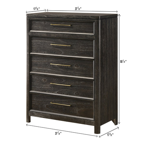 Contemporary 5-Drawers Gray Brown Tall Chest by OROA
