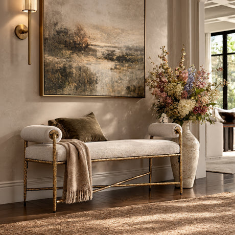 Matte Gold Hammered Steel Bench | OROA