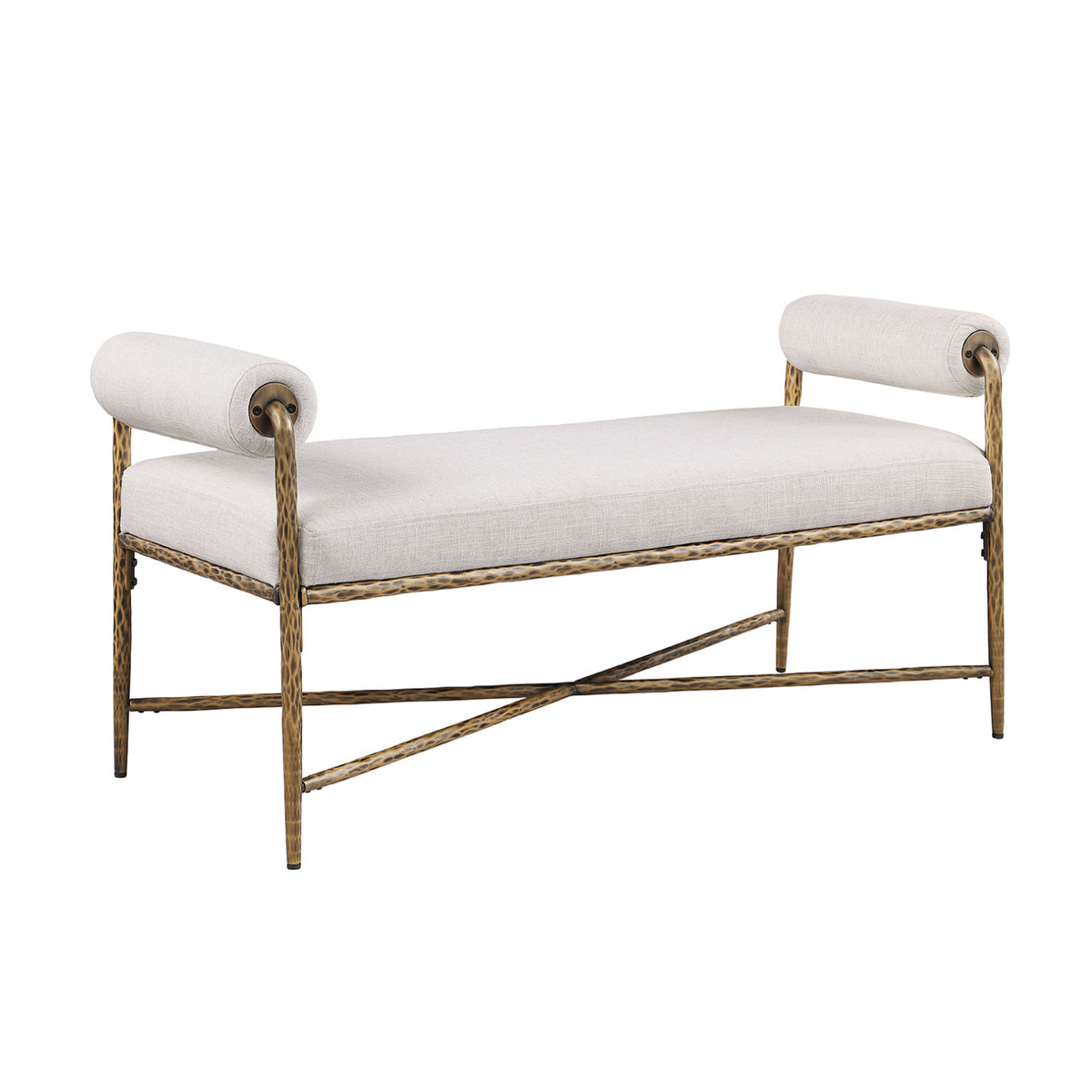 Matte Gold Hammered Steel Bench | OROA