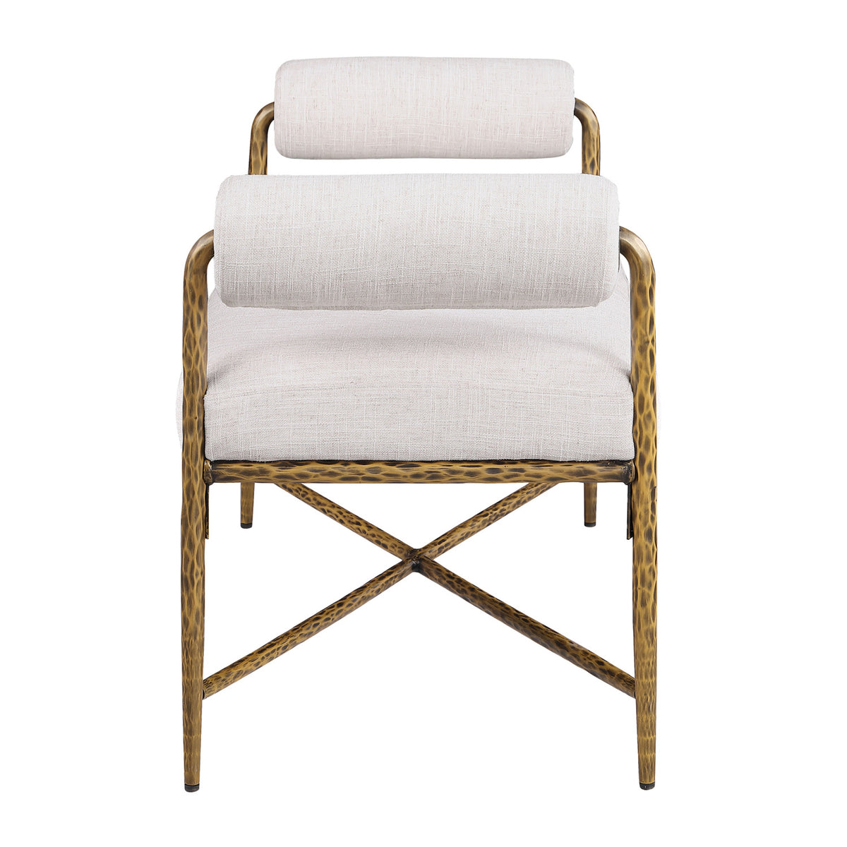 Matte Gold Hammered Steel Bench | OROA