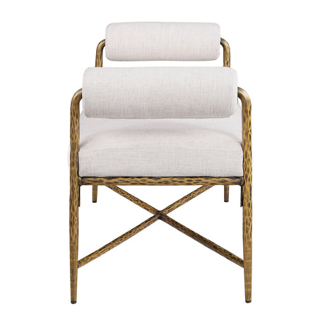 Matte Gold Hammered Steel Bench | OROA