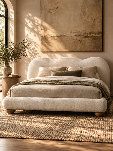Modern European furniture - Boucle Upholstered King Bed - www.oroa.com