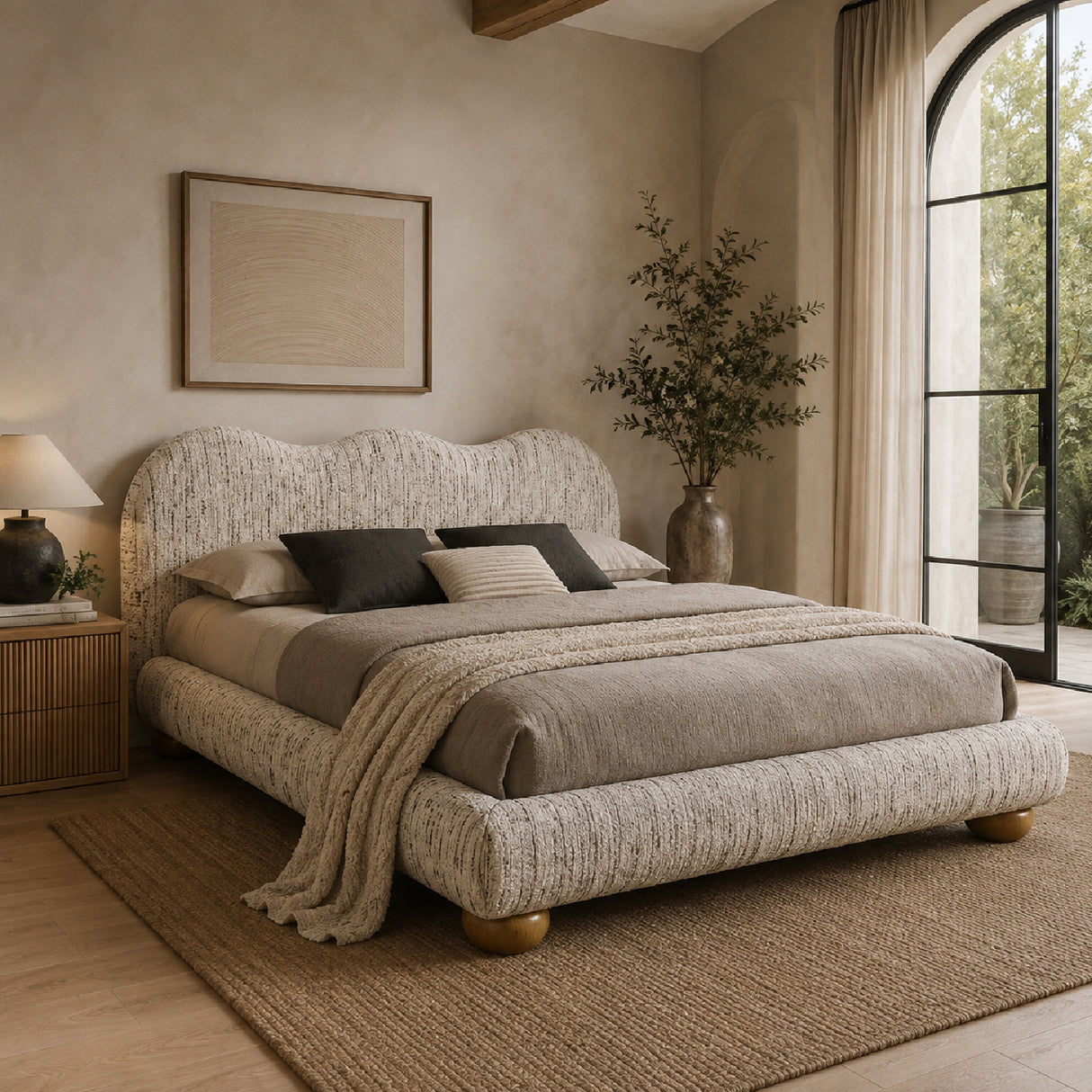 Contemporary Latte Brown Queen Bed | OROA