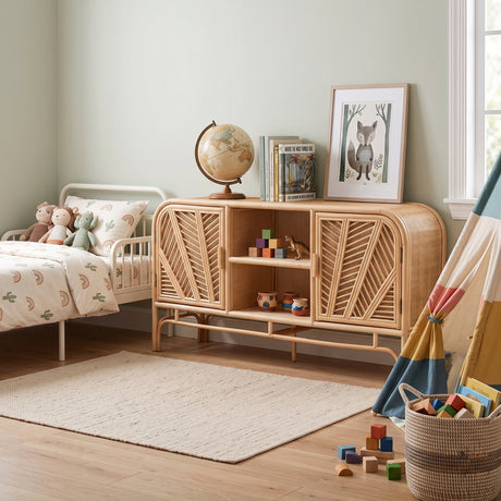Bohemian Natural Rattan 2-Door Storage Cabinet - OROA Kids - view 2