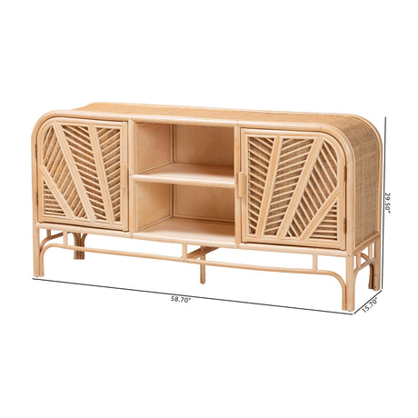 Bohemian Natural Rattan 2-Door Storage Cabinet - OROA Kids - view 5