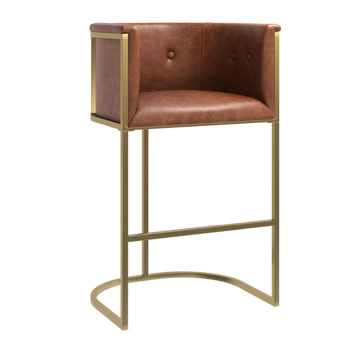 Tobacco Brown Brass Bar Stool | OROA