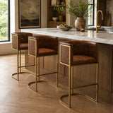 Tobacco Brown Brass Bar Stool | OROA