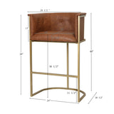 Tobacco Brown Brass Bar Stool | OROA