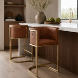 Tobacco Brown Brass Counter Stool | OROA