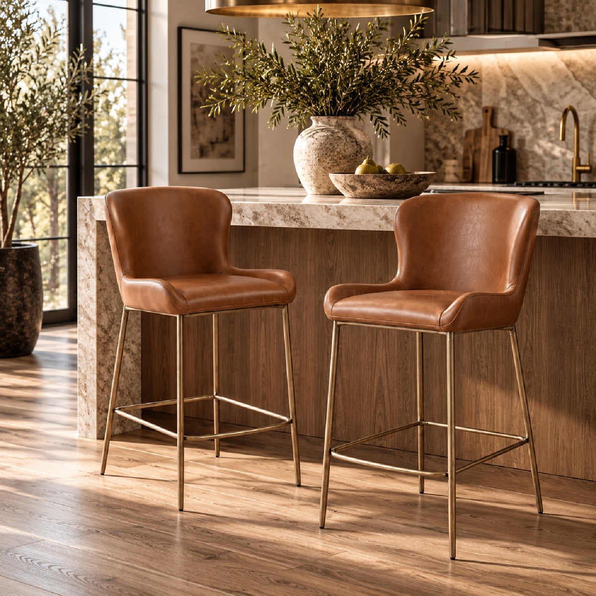 Modern Leather Upholstered Counter Stool | OROA
