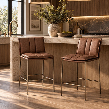 Brown Upholstered Counter Stool | OROA