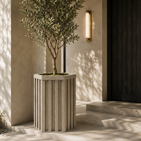 Gray Brown Hexagon Column Planter | OROA