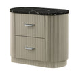 Modern European furniture - Travonte Gray Linen & Beige Nightstand - www.oroa.com