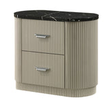 Modern European furniture - Travonte Gray Linen & Beige Nightstand - www.oroa.com