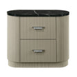 Modern European furniture - Travonte Gray Linen & Beige Nightstand - www.oroa.com