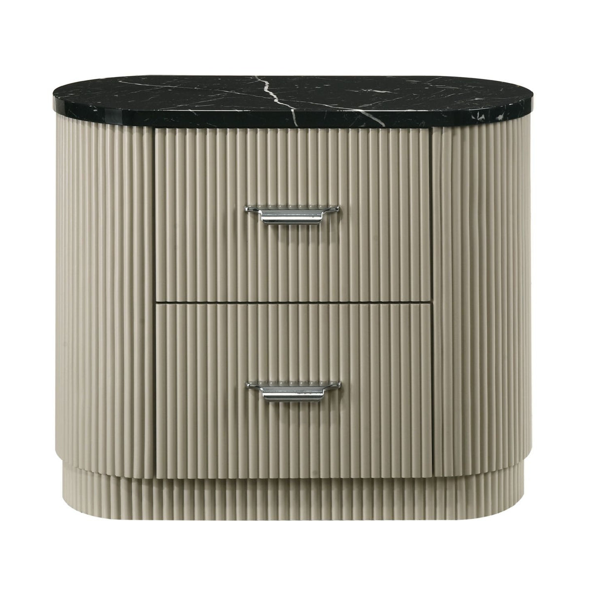 Modern European furniture - Travonte Gray Linen & Beige Nightstand - www.oroa.com