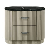 Modern European furniture - Travonte Gray Linen & Beige Nightstand - www.oroa.com