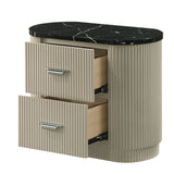 Modern European furniture - Travonte Gray Linen & Beige Nightstand - www.oroa.com