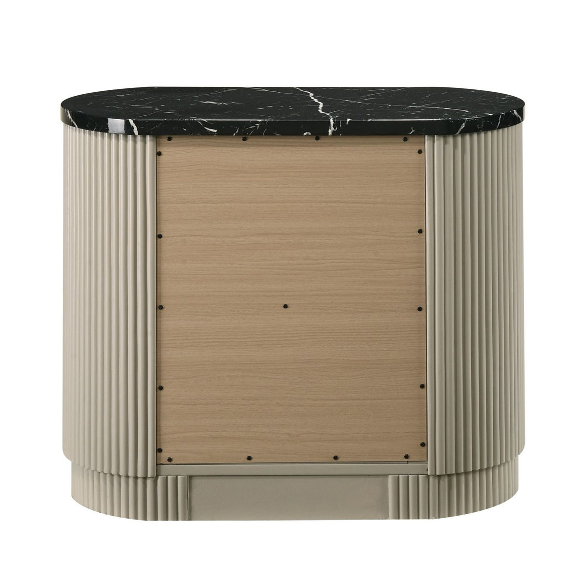 Modern European furniture - Travonte Gray Linen & Beige Nightstand - www.oroa.com