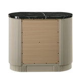 Modern European furniture - Travonte Gray Linen & Beige Nightstand - www.oroa.com