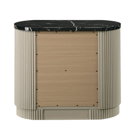 Modern European furniture - Travonte Gray Linen & Beige Nightstand - www.oroa.com