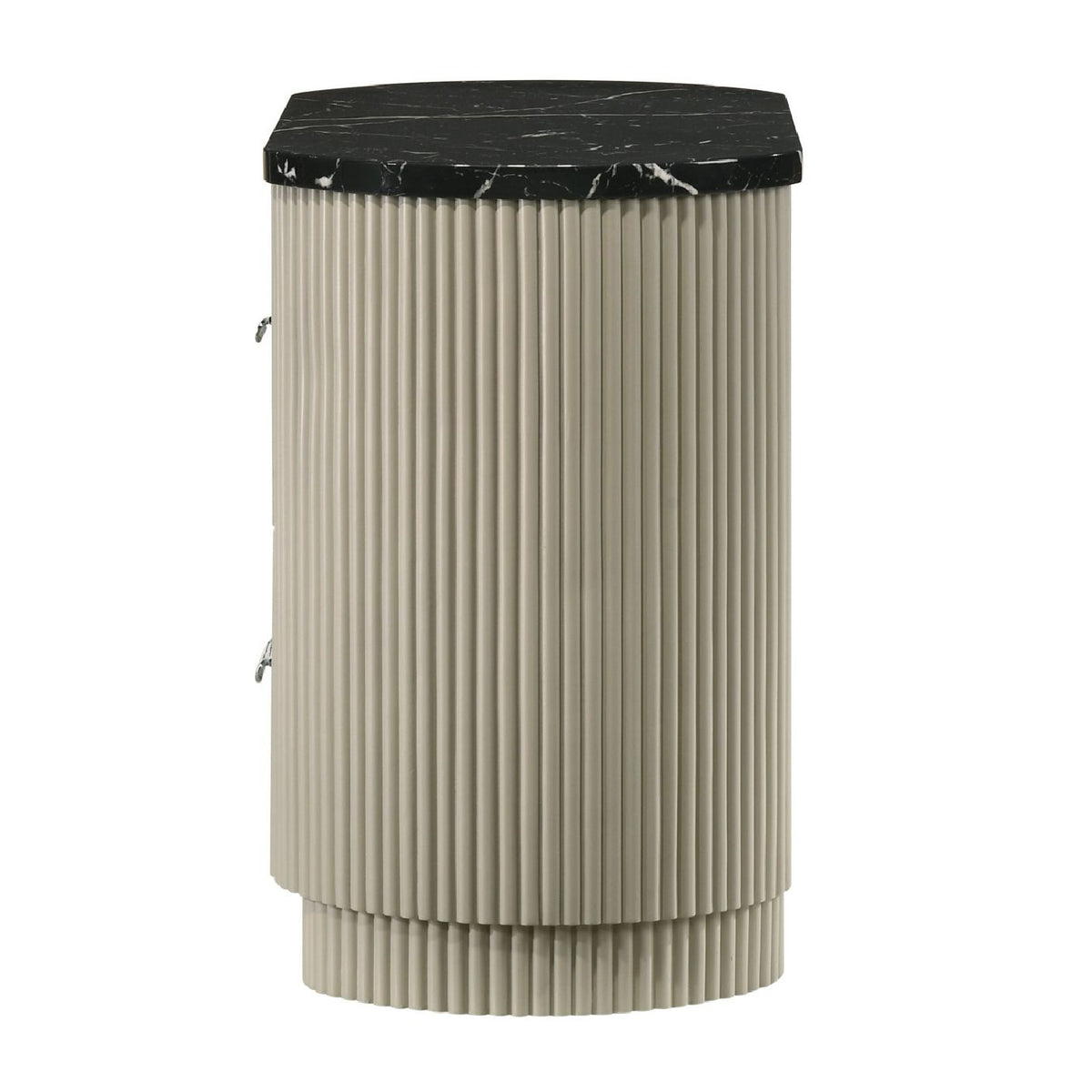 Modern European furniture - Travonte Gray Linen & Beige Nightstand - www.oroa.com