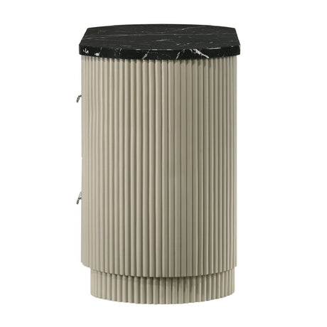 Modern European furniture - Travonte Gray Linen & Beige Nightstand - www.oroa.com