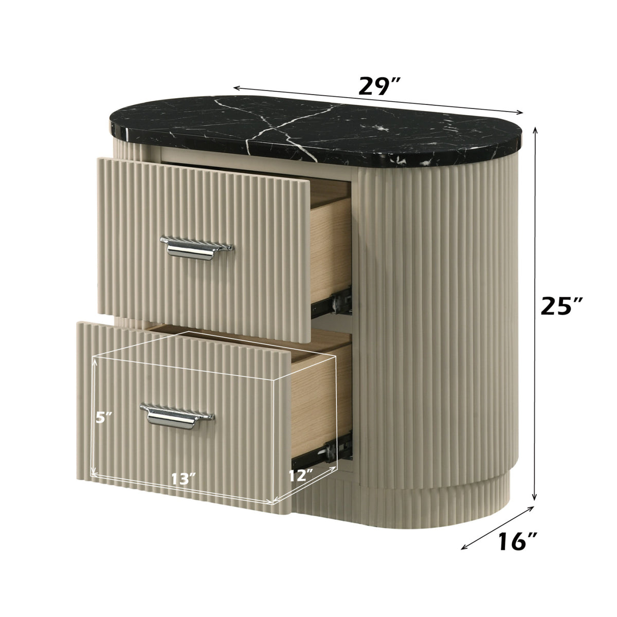 Modern European furniture - Travonte Gray Linen & Beige Nightstand - www.oroa.com