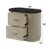 Modern European furniture - Travonte Gray Linen & Beige Nightstand - www.oroa.com